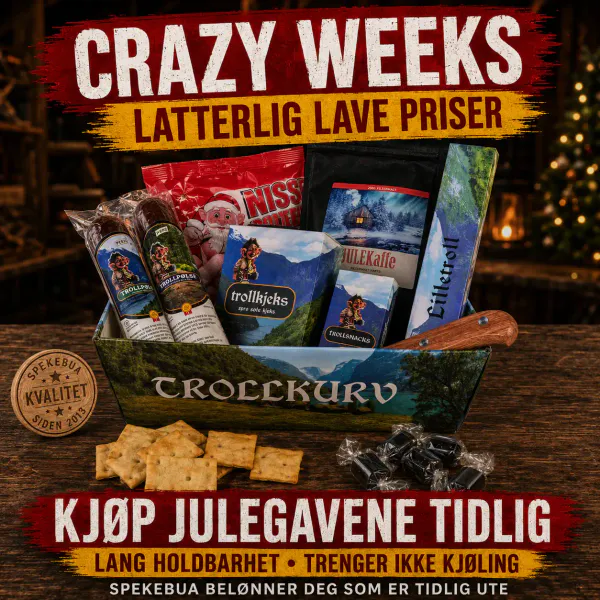Hovedbilde Crazy Weeks TROLLKURV med pølser, snacks og kniv