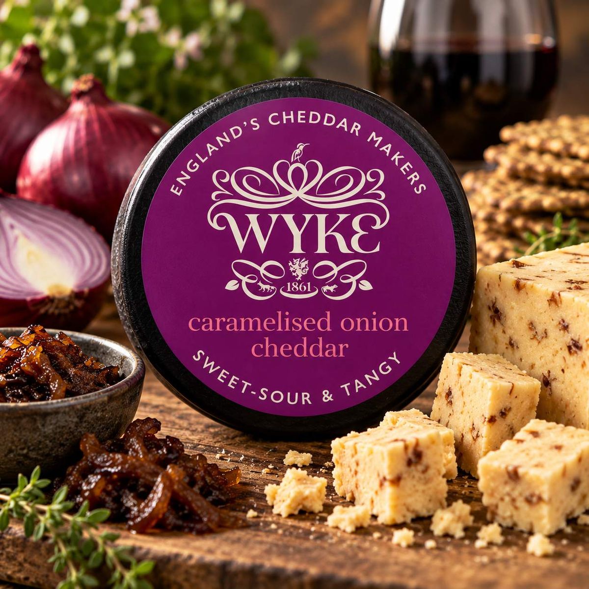 Wyke Caramelised onion Cheddar 100g Sweet, Sour & Tangy